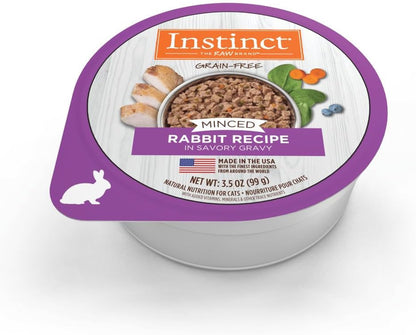 Grain Free Minced Recipe with Real Rabbit Natural Wet Cat Food, 3.5 Oz. Cups (Case of 12)